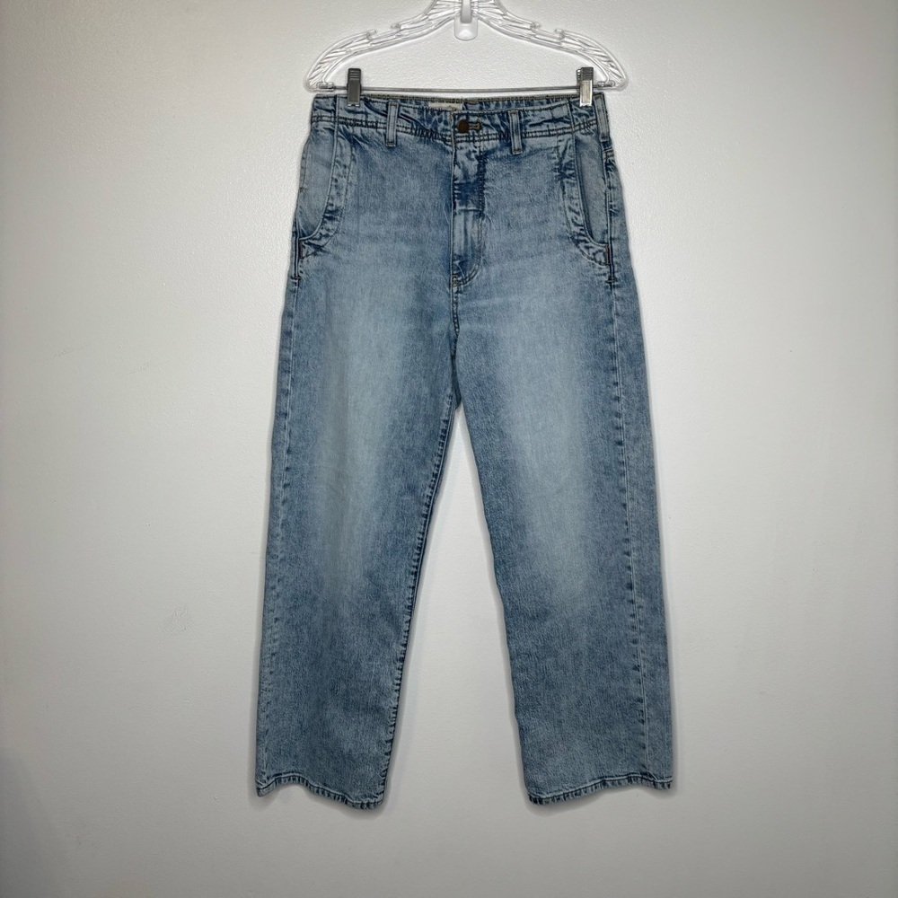 Pilcro Jeans - Lonnie Cuffed High Rise Straight Leg. 
Lighter Wash, Blue Denim. - Picture 5 of 15